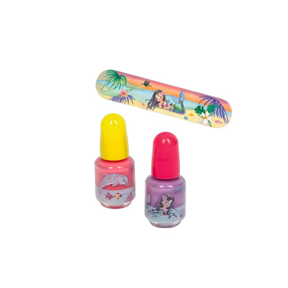 Conjunto de Uñas Nella Nixe con esmaltes de colores, pegatinas y lima de sirena
