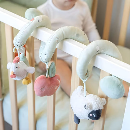 Espiral con sonajeros para primeros meses con animales de la granja