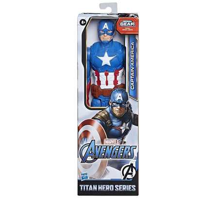 Figura Titán Capitán América azul, roja y blanca con escudo