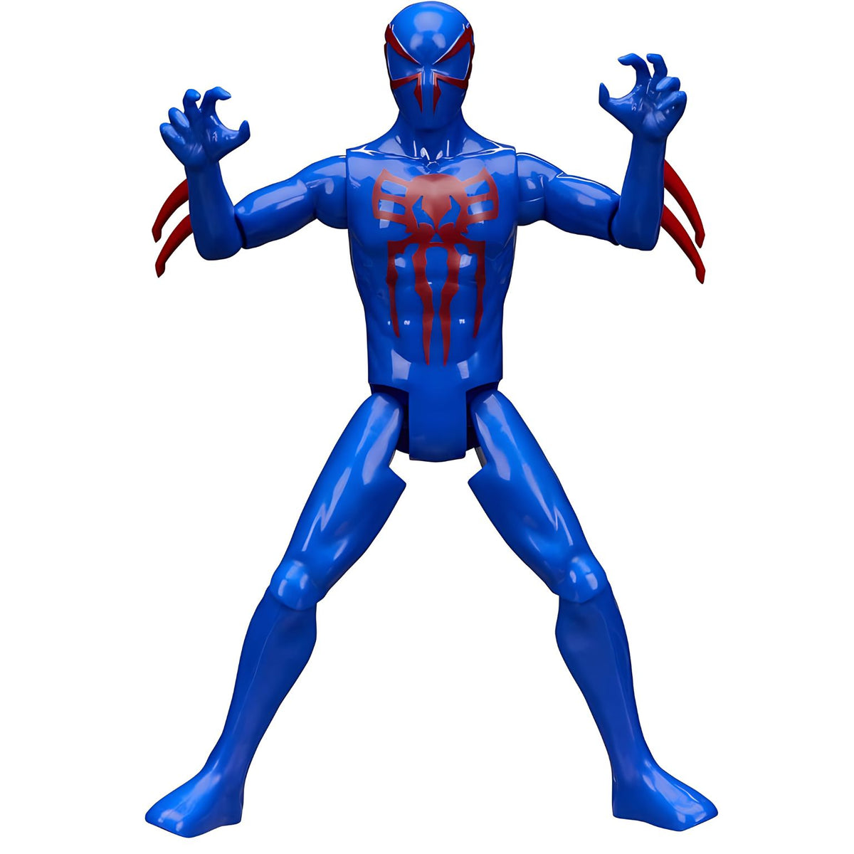 Figura Spider-Man 2099 con máscara azul y detalles rojos en el traje