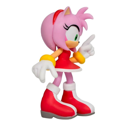 Figura Sonic - Amy Rose Comansi con vestido rojo y gesto de señalar