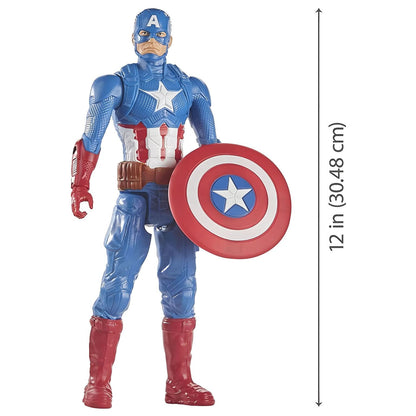 Figura Titán Capitán América azul, roja y blanca con escudo