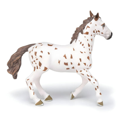 Figura de goma de yegua castaña Appaloosa en vista frontal