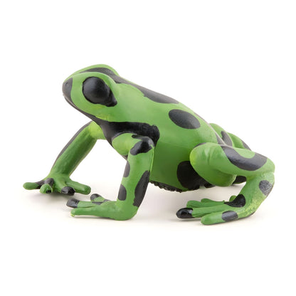 Figura de caucho rana verde ecuatorial en vista complementaria