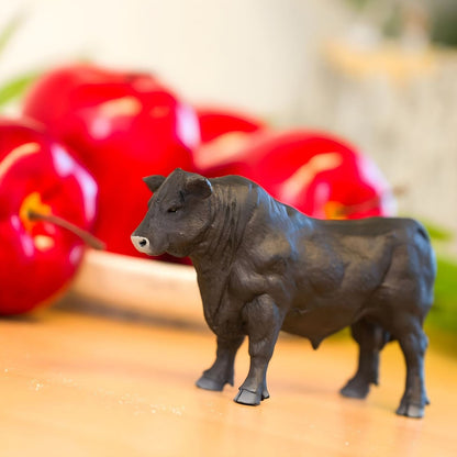 Figura de goma Toro Angus con imagen complementaria
