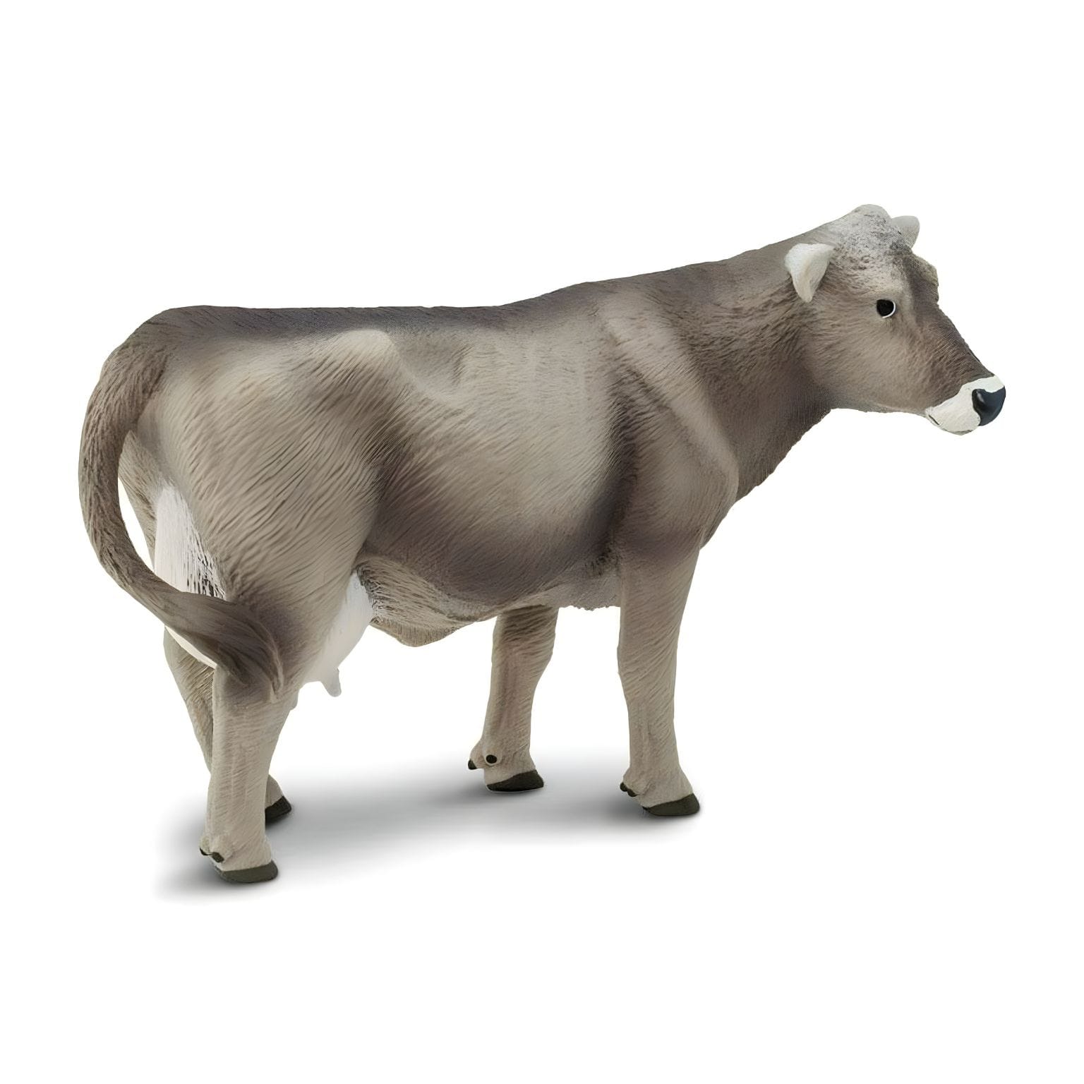 Vaca marrom suíça de brinquedo em figura de borracha