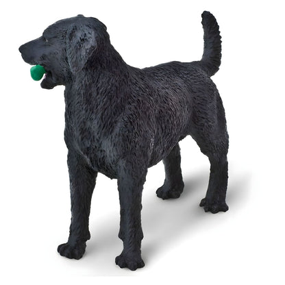 Detalle de la figura de goma Labrador negro