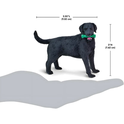 Figura de goma Labrador negro con imagen complementaria