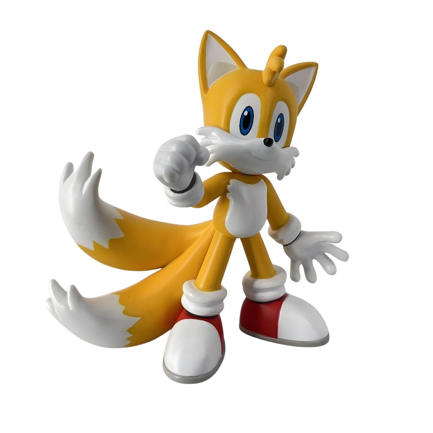 Figura de borracha Sonic - Tails amarelo com duas caudas, luvas brancas e sapatilhas vermelhas