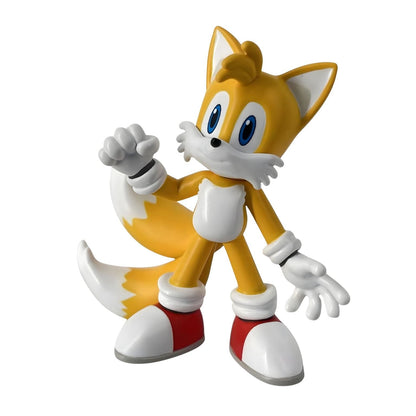 Figura de goma Sonic - Tails amarillo con dos colas, guantes blancos y zapatillas rojas