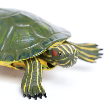 Tortuga de orejas rojas de juguete en figura de goma