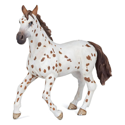 Figura de caucho yegua Appaloosa castaña en vista lateral