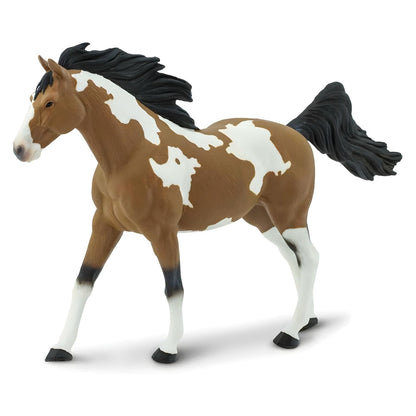 Figura de goma semental mustang pinto para juegos con caballos