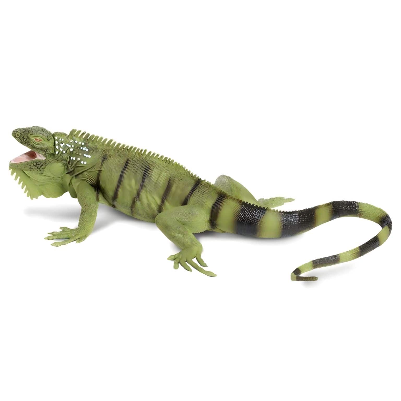 Figura de borracha iguana verde para brincadeiras inspiradas na selva