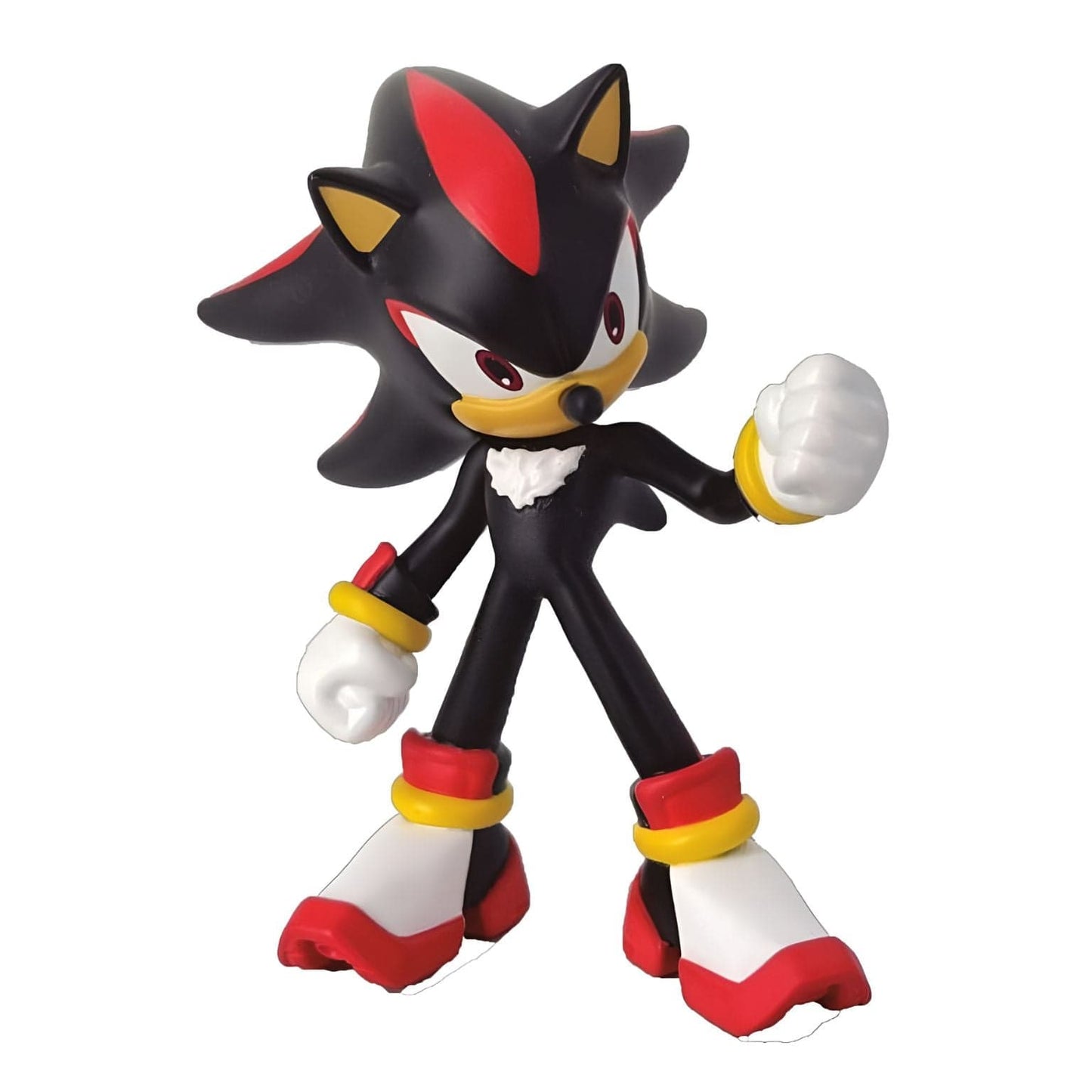 Figura de borracha Sonic - Shadow preta com detalhes vermelhos e punho erguido