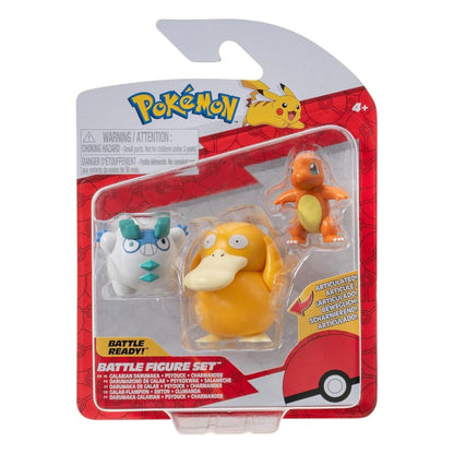 Figuras Pokémon - Charmander, Galarian Darumaka e Psyduck