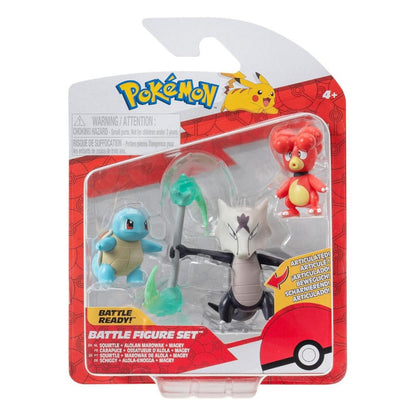 Figuras Pokémon - Magby, Squirtle e Alolan Marowak