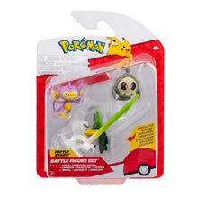 Figuras Pokémon Aipom, Sirfetch'd e Duskull na embalagem