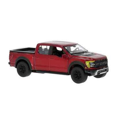 Ford F-150 Raptor Pullback 1/43 rojo de Maisto en embalaje y en destaque lateral