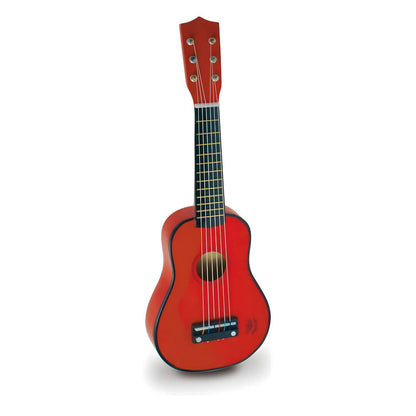 Guitarra Roja de Madera para juegos musicales y creatividad