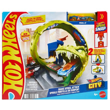 pista Hot Wheels City ataque espiral da serpente com loop e carro em fuga