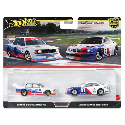 Embalaje Hot Wheels Premium Car Culture con dos miniaturas BMW 320 Group 5 y 2001 BMW M3 GTR