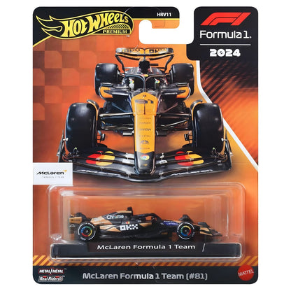 Imagen principal de la miniatura Hot Wheels McLaren MCL38 de Oscar Piastri n.º 81, con decoración papaya y negra.