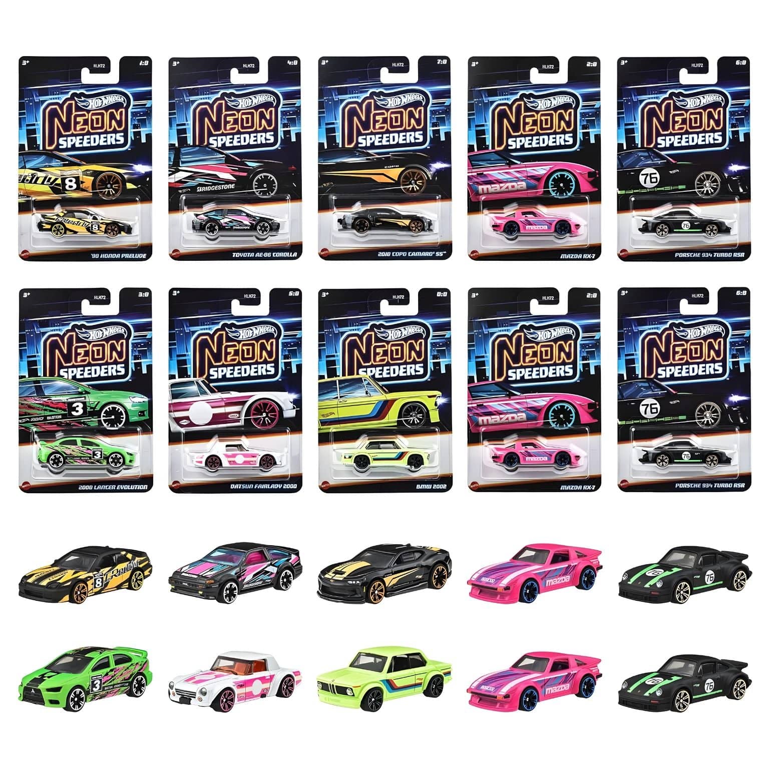 Hot Wheels Neon Speeders Mattel carrinhos coloridos com envio aleatório