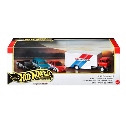 Hot Wheels Premium Car Culture Team Transport set Team Transport con camión y coches de carreras BRE Datsun