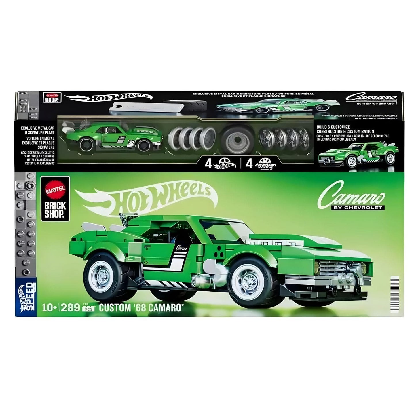 Hot Wheels Speed Series Custom 68 Camaro verde de construir com estilo de corrida