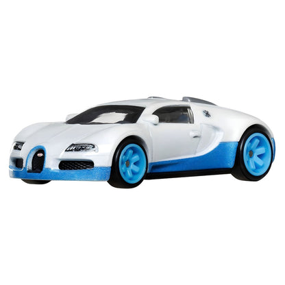 Bugatti Veyron Hot Wheels Car Culture HRW06 con carrocería blanca y detalles azules