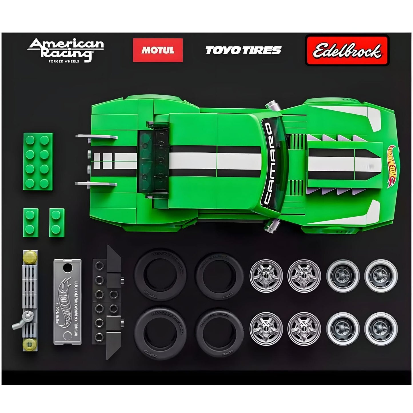 Hot Wheels Speed Series Custom 68 Camaro verde de construir com estilo de corrida