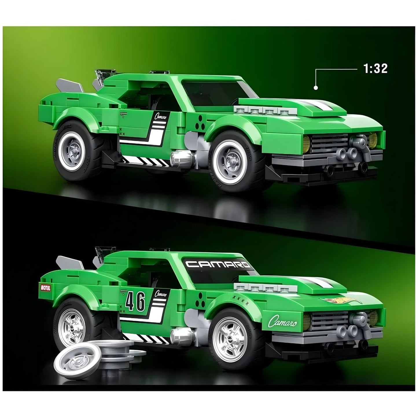 Hot Wheels Speed Series Custom 68 Camaro verde de construir com estilo de corrida