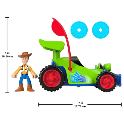 Imaginext Toy Story Woody y Kart en presentación comercial