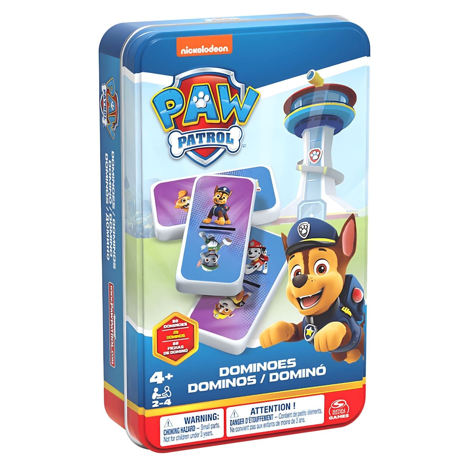 Jogo Dominó Patrulha Pata Spin Master com peças de dominó e personagens da Patrulha Pata