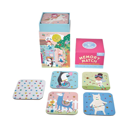 Juego de Memoria Hada Arcoíris Floss & Rock con caja ilustrada y cartas coloridas de emparejamiento