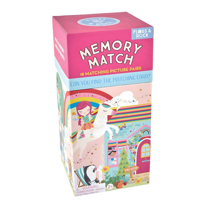 Juego de Memoria Hada Arcoíris Floss & Rock con caja ilustrada y cartas coloridas de emparejamiento