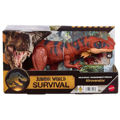 Jurassic World Survival - Afrovenator dinosaurio Mattel rojo con rayas oscuras