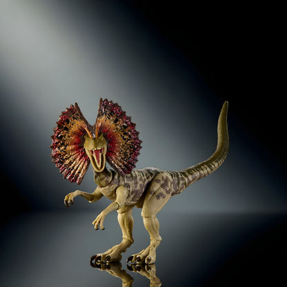 Figura Dilophosaurus inspirada en el universo Jurassic Park y Jurassic World