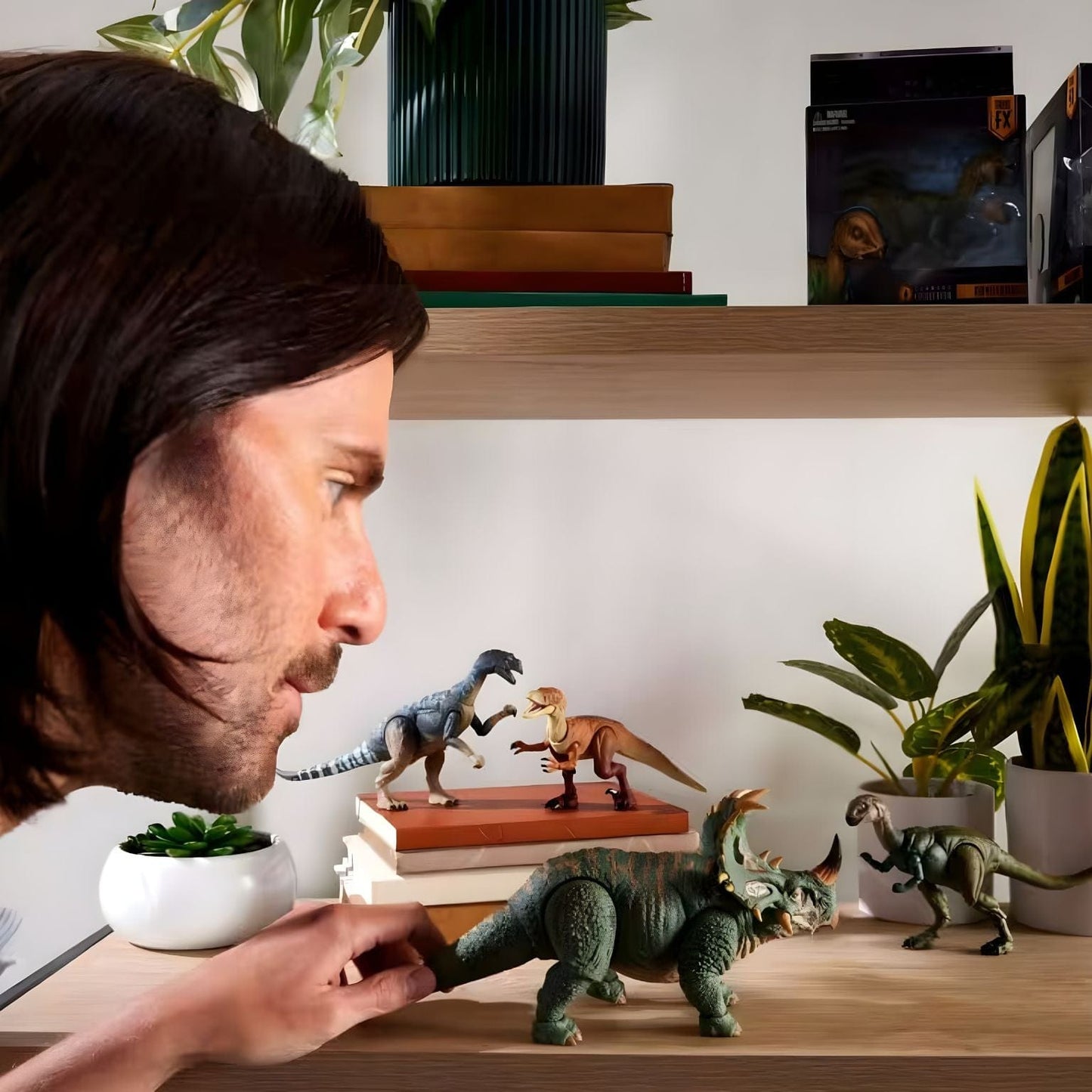 Jurassic World Hammond Collection - Sinoceratops figura de dinossauro verde com folho e chifres Jurassic World