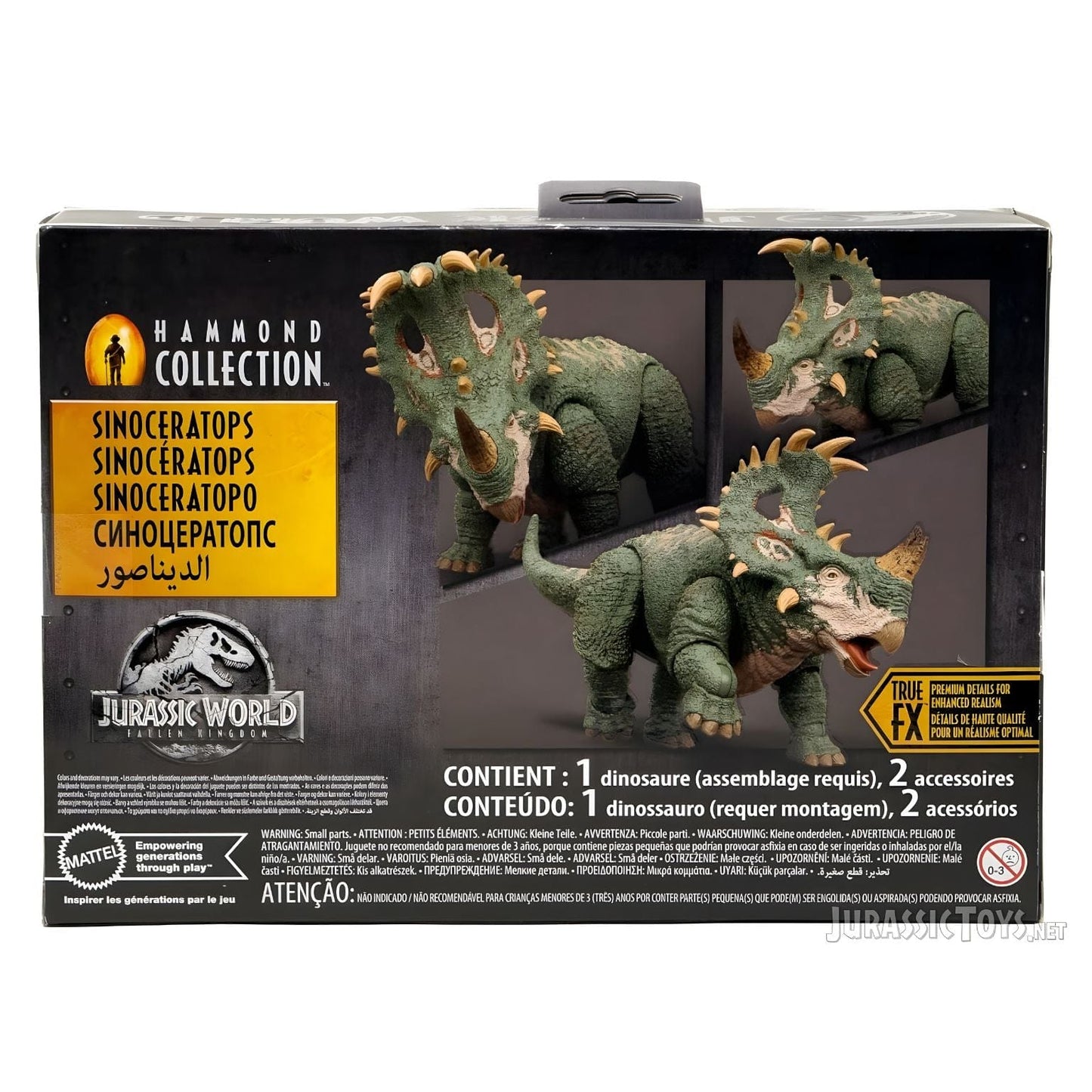 Jurassic World Hammond Collection - Sinoceratops figura de dinossauro verde com folho e chifres Jurassic World
