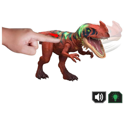 Jurassic World Survival - Afrovenator dinosaurio Mattel rojo con rayas oscuras