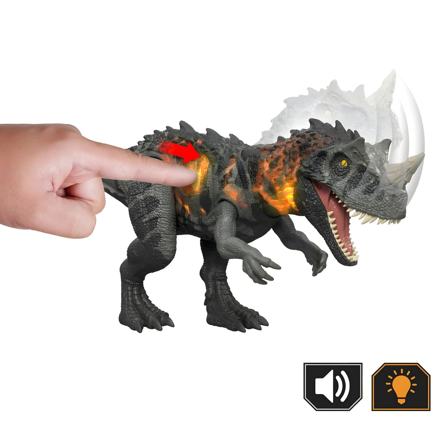Dinossauro Jurassic World Wild Roar Ceratosaurus verso da embalagem
