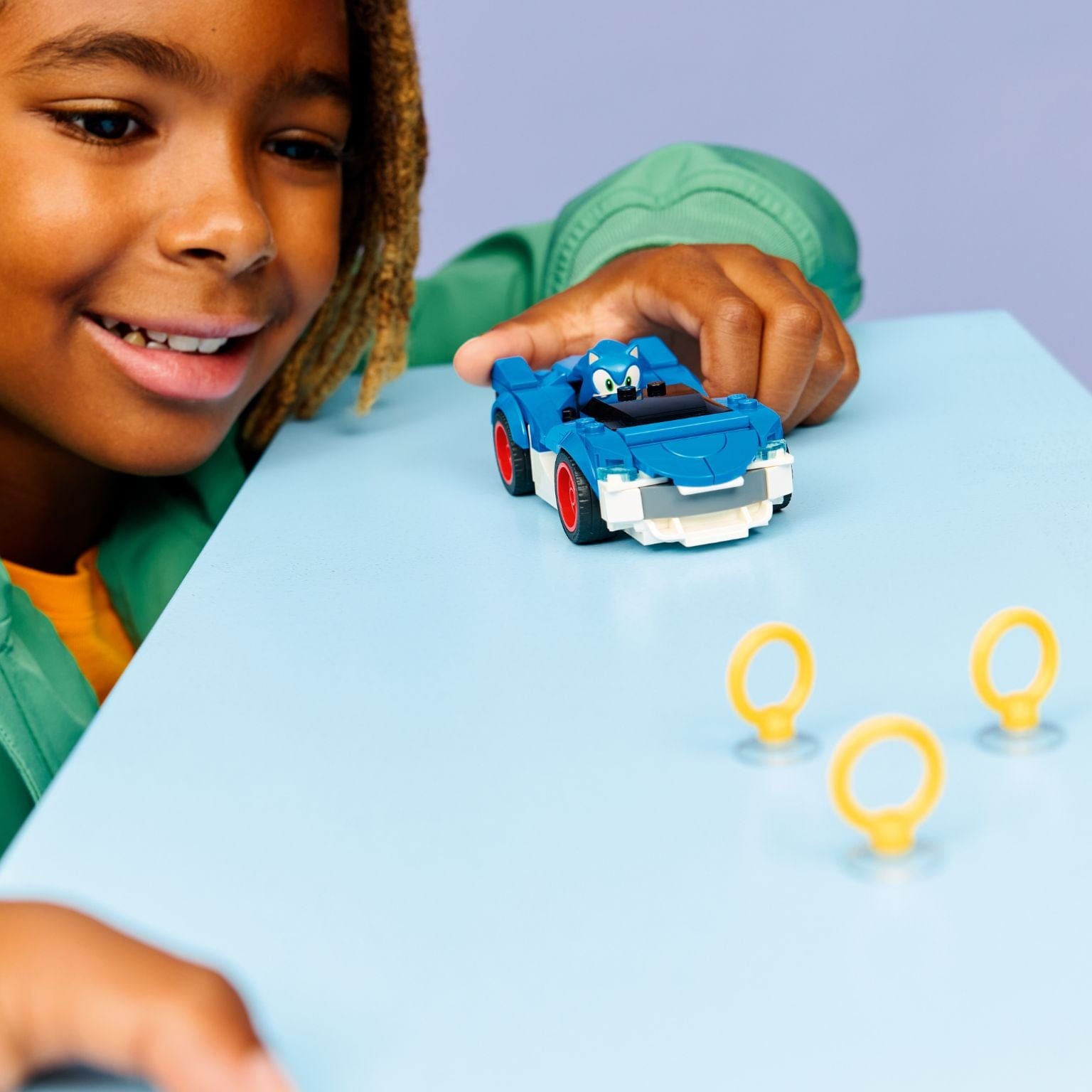LEGO Sonic: Speedster Lightning carro azul do Sonic com anéis para brincar e correr