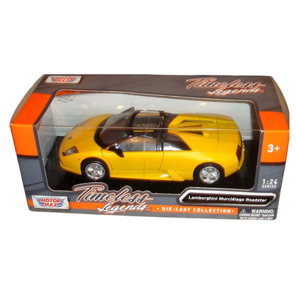 Lamborghini Murciélago Roadster amarillo descapotable en amarillo vibrante, coche de juguete con estilo deportivo