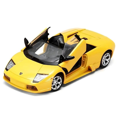 Lamborghini Murciélago Roadster amarillo descapotable en amarillo vibrante, coche de juguete con estilo deportivo