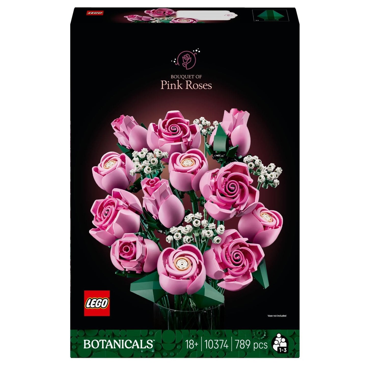Lego Botanicals Buquê de Rosas Cor-de-rosa em jarra como decoração elegante