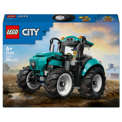 Lego City Tractor en color turquesa con agricultor, vehículo de granja para niños
