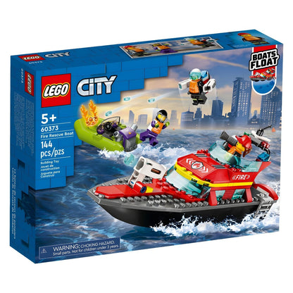 Lego City Barco de Rescate de Bomberos con equipo de salvamento en el mar