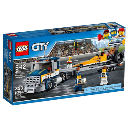Lego City Transportador de Dragsters con camión, remolque y dragster amarillo para jugar a las carreras